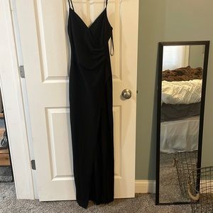 Worn once elegant long black Windsor dress